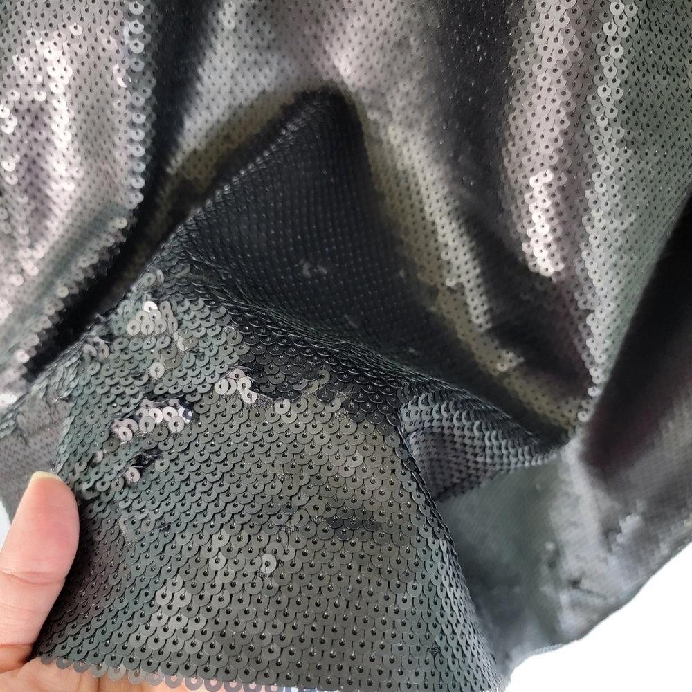 DKNYC Black Sequins Cocktail Sheath Dress Sz 12 Short Sleeve Lined New Year's - Picture 8 of 12